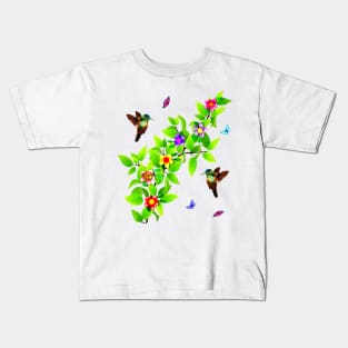 Cute Hummingbirds and Butterflies Kids T-Shirt